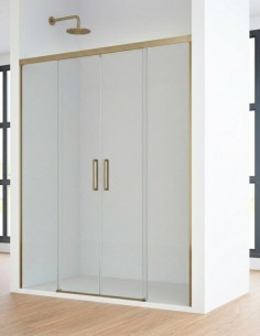 Mampara oro cepillado dos fijos y dos correderas - CAUCE de Bathplus