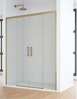 Mampara oro cepillado dos fijos y dos correderas - CAUCE de Bathplus