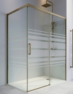 Mampara de ducha oro 1 hoja fija y 1 puerta corredera + lateral fijo - CAUCE de Bathplus 2