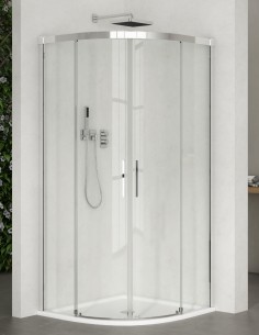 Mampara cromo semicircular - 2 fijos y 2 correderas CAUCE de Bathplus