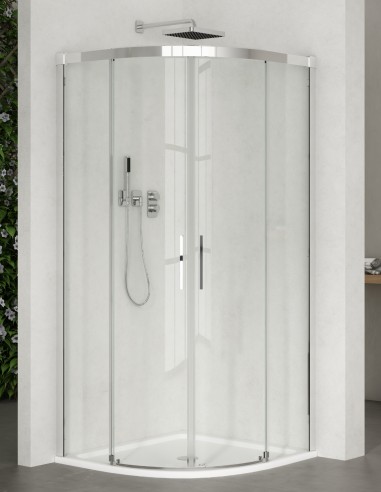 Mampara cromo semicircular - 2 fijos y 2 correderas CAUCE de Bathplus