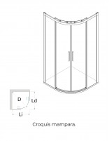 Mampara cromo semicircular croquis