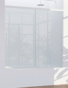 Mampara blanca de bañera de 1 hoja fija y 1 puerta corredera - CAUCE de Bathplus