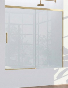Mampara oro cepillado de bañera de 1 hoja fija y 1 puerta corredera - CAUCE de Bathplus