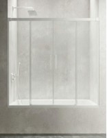 Mampara blanca de bañera de 2 hojas fijas y 2 puertas correderas - CAUCE de Bathplus