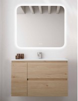 Mueble baño suspendido madera - CONTRAC lavabo centrado 2 cajones + 1 puerta de Socimobel