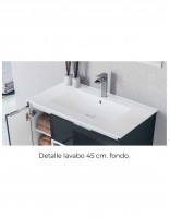 Mueble baño suspendido madera detalle lavabo 45 cm.