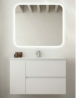 Mueble baño suspendido lacado - CONTRAC lavabo centrado 2 cajones + 1 puerta de Socimobel