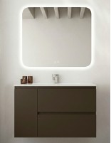 Mueble baño suspendido lacado café