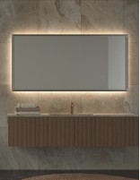 Espejo rectangular acero inoxidable luz neutra BGM