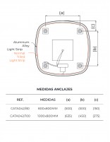 Espejo con bordes redondeados croquis trasera