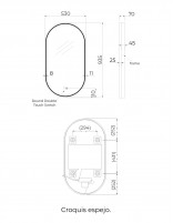 Espejo ovalado marco iluminado croquis