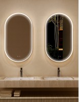 Espejo ovalado marco iluminado ambiente