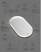 Espejo ovalado marco iluminado datos