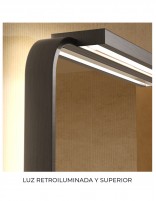 Espejo led retroiluminada y superior detalle superior