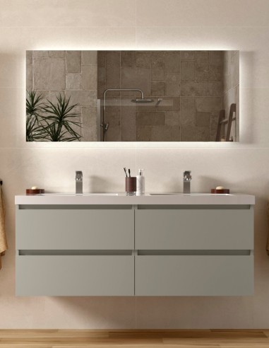 Mueble baño suspendido 140 gris mate