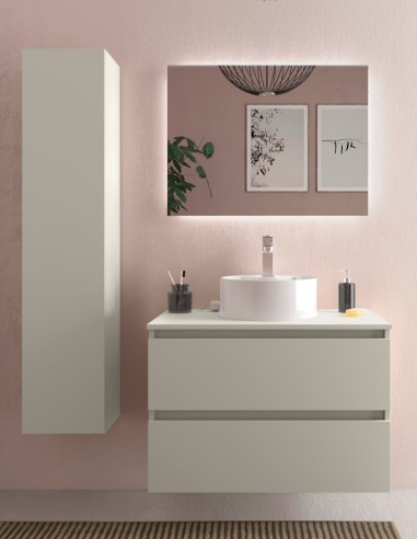 Mueble suspendido de baño gris mate 80