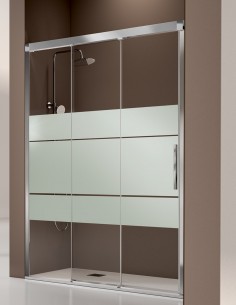Mampara de ducha de 2 puertas correderas y 1 hoja fija modelo Fénix de Kassandra 2