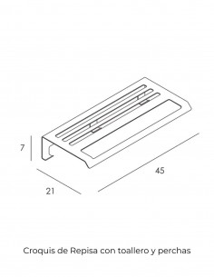 Repisa con toallero y perchas acero inox. - SLIM de Manillons Torrent 2