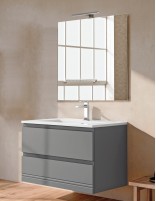 Conjunto baño 2 cajones + lavabo gris londres