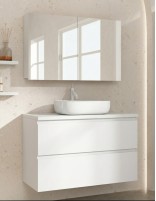 Conjunto baño sobre encimera blanco mate