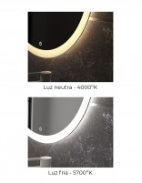 Espejo rectangular con luz LED opción de elegir entre luz neutra o fría