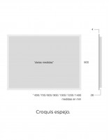 Espejo rectangular con luz LED croquis