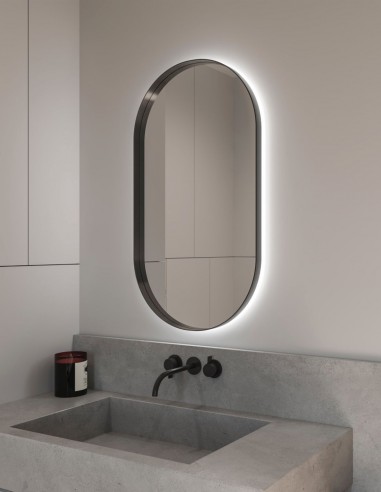Espejo LED con marco metálico ovalado - MILAN de BathDecor