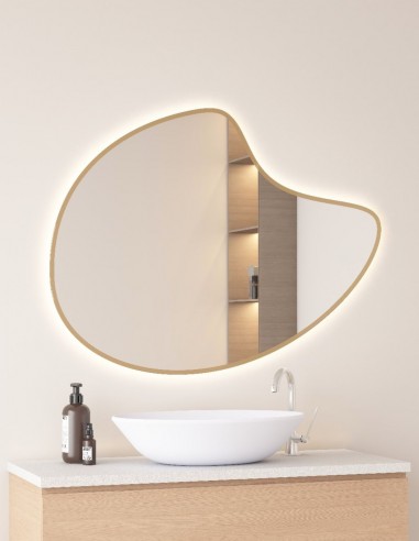 Espejo de forma orgánica con arenado perimetral - NATURAL de BathDecor