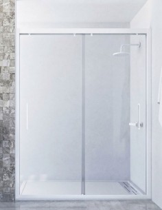 Mampara ducha corredera 2 hojas blanca - frontal PERLA de Seviban