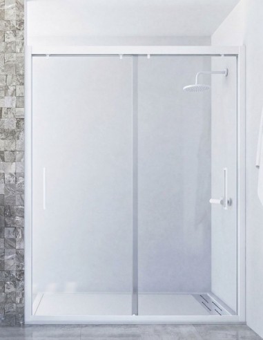 Mampara ducha corredera 2 hojas blanca - frontal PERLA de Seviban