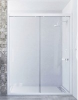 Mampara ducha corredera 2 hojas blanca - frontal PERLA de Seviban