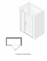 Mampara abatible 1 hoja + 1 cristal fijo detalle croquis