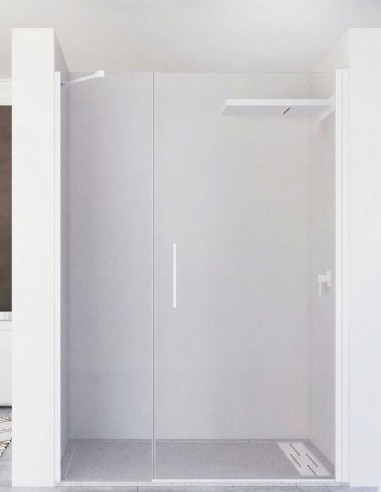 Mampara abatible blanca - 1 hoja + 1 cristal fijo NADIA de Seviban