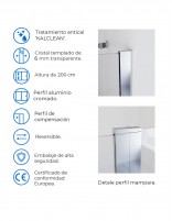 Mampara ducha fijo abatible detalles modelo KARIMA