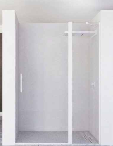 Mampara ducha fijo abatible blanca - frontal KARIMA de Seviban