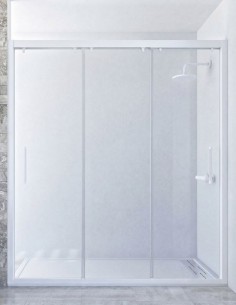 Mampara ducha 3 hojas blanca - frontal correderas ZIRCON de Seviban