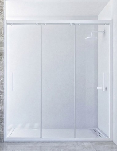 Mampara ducha 3 hojas blanca - frontal correderas ZIRCON de Seviban