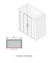 Mampara de ducha frontales 2 puertas correderas + 2 fijos croquis