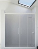 Mampara de ducha frontales blanca - 2 puertas correderas + 2 fijos DENIS de Seviban