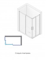 Mampara de ducha angular con perfil inferior croquis