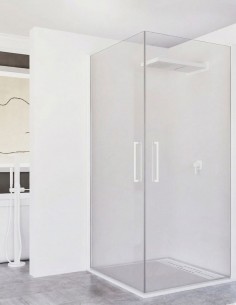 Mampara dos puertas puertas abatibles blanca - angular ZAFIRA de Seviban