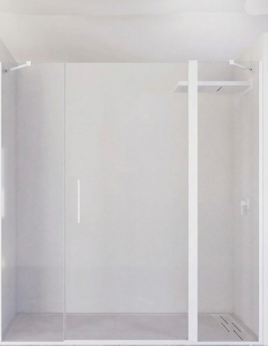 Mampara de ducha con puerta abatible blanca - 2 hojas fijas NYLA de Seviban
