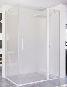 Mampara ducha lateral fijo + abatible blanca - NORA de Seviban