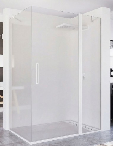 Mampara ducha lateral fijo + abatible blanca - NORA de Seviban