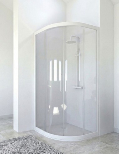 Mampara para plato de ducha semicircular blanca - 2 correderas y 2 fijas DELIA de Seviban