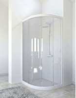 Mampara para plato de ducha semicircular blanca - 2 correderas y 2 fijas DELIA de Seviban