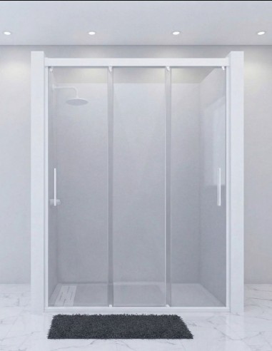 Mampara tres hojas correderas blanca - frontales BOGA de Seviban