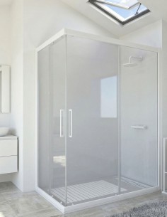 Mampara de ducha angular con perfil inferior blanca - DION de Seviban