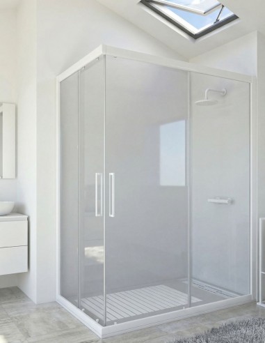 Mampara de ducha angular con perfil inferior blanca - DION de Seviban